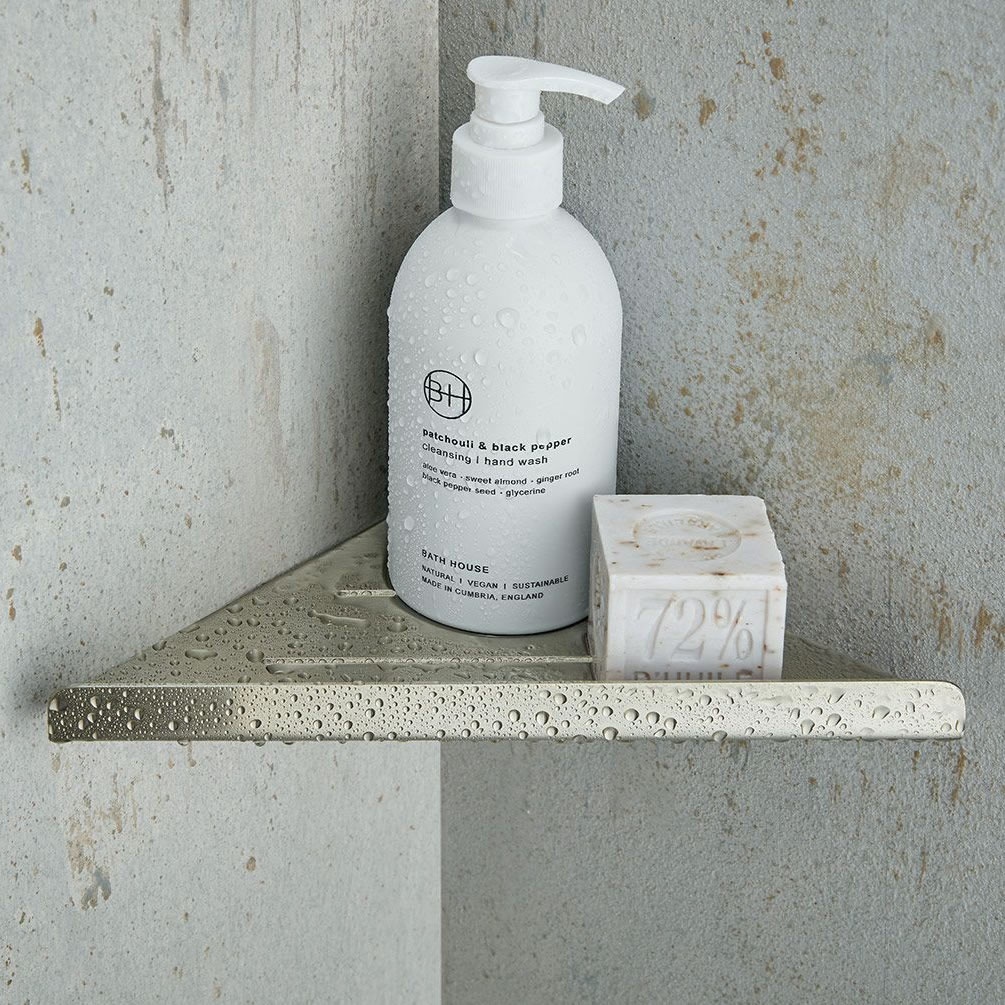 Lifestyle image of Vado Individual Brushed Nickel Corner Shelf